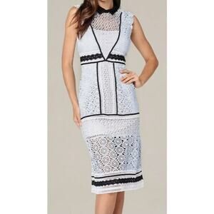 BEBE Open Crochet Colared‎ Cap Midi Sleeve Dress Womans 8 Party